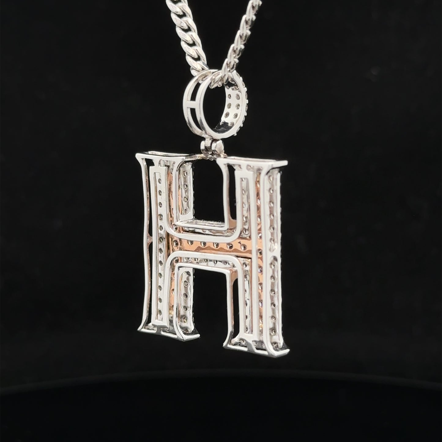 14k gold & diamond H Initial Pendant