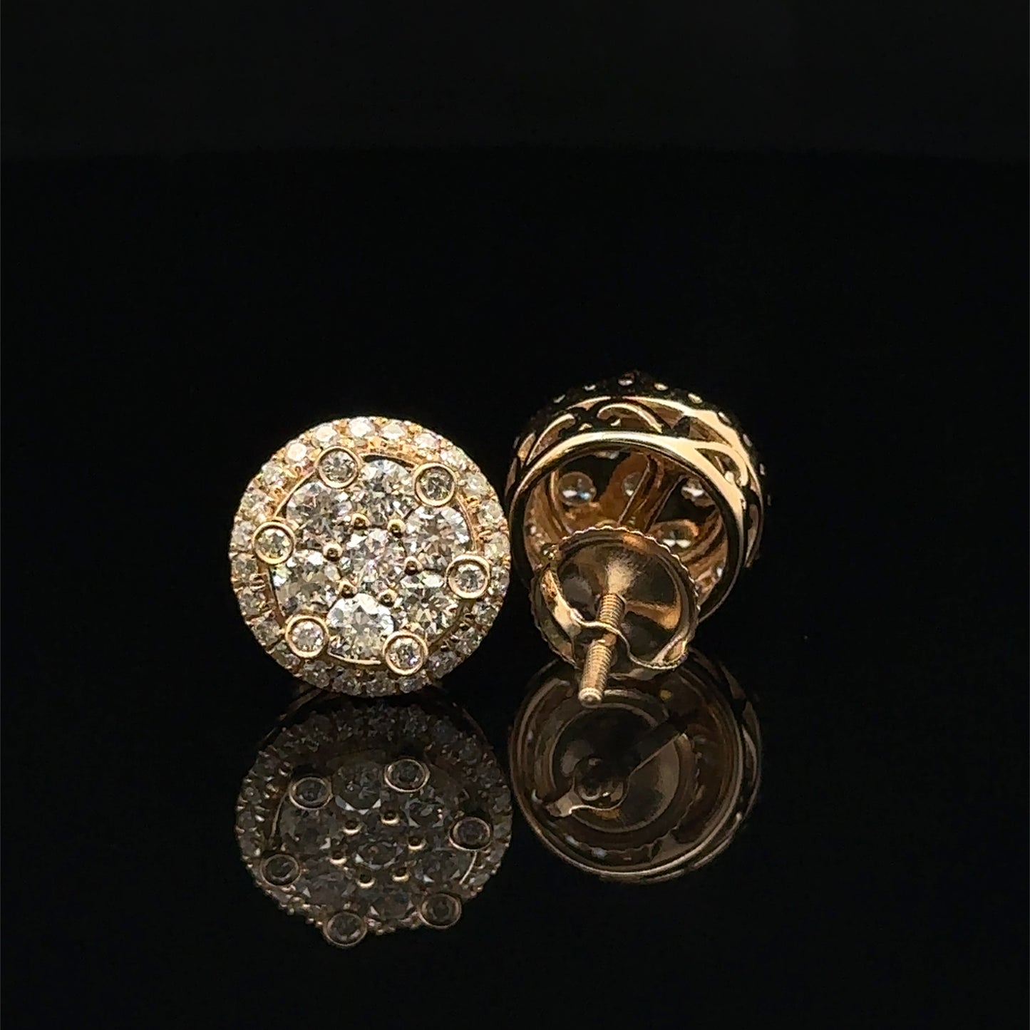 14K Yellow Gold Jumbo Natural Diamond Earrings