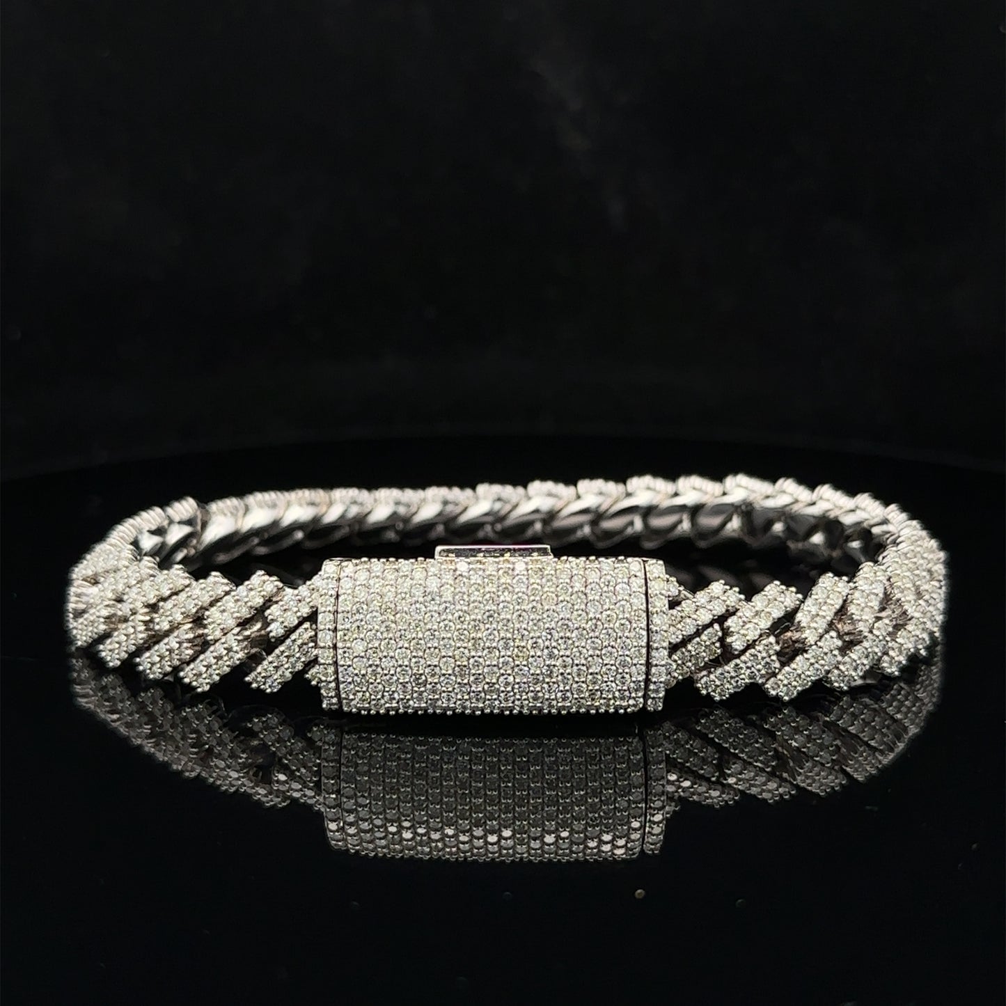 14k White Gold and Diamond Miami Cuban Bracelet