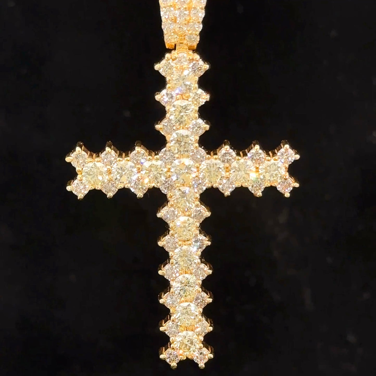 14k yellow gold and 7.50ct diamond Cross Pendant with round diamonds