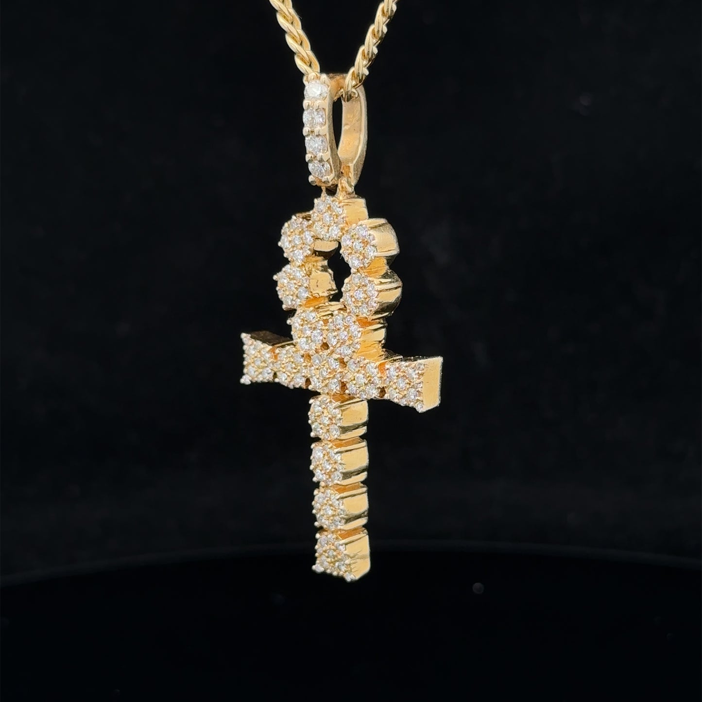 14k yellow gold and diamond Ankh Pendant