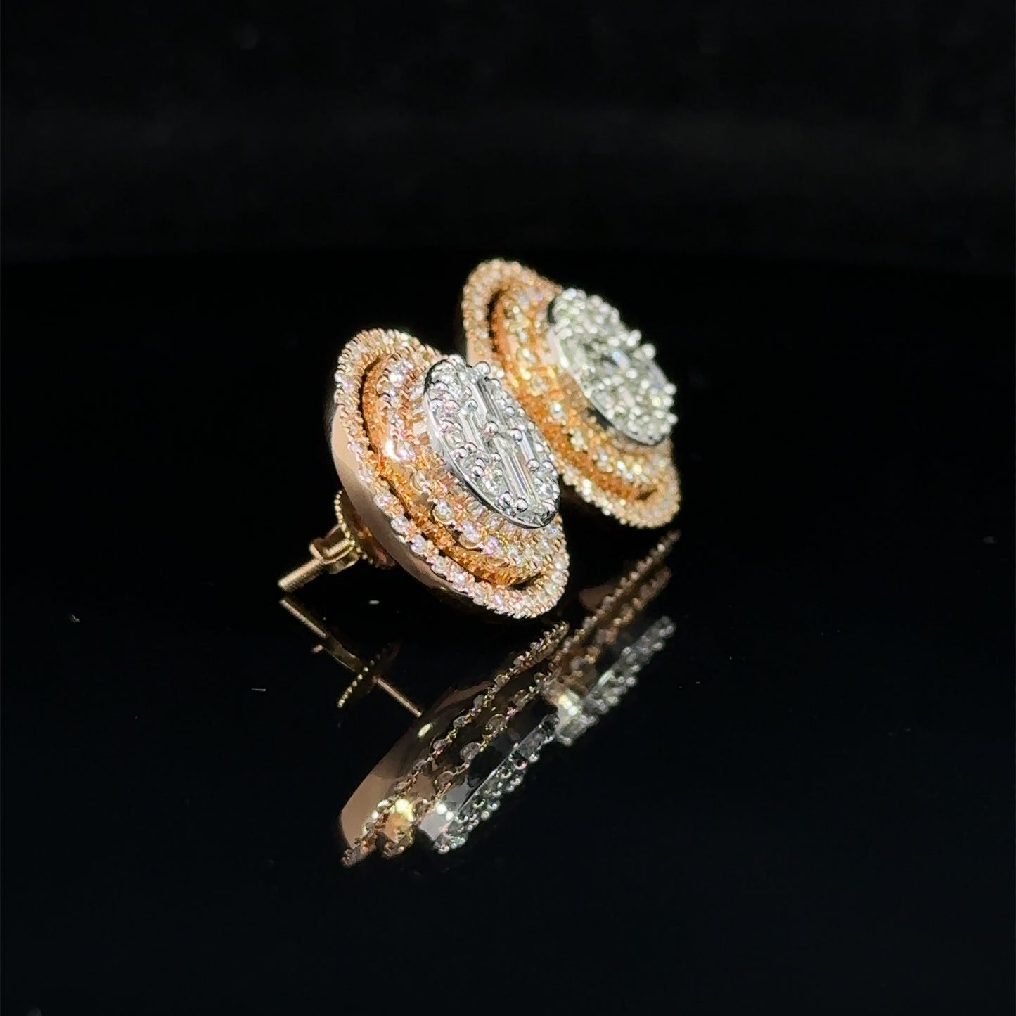 14k two-tone: rose and white gold Earrings