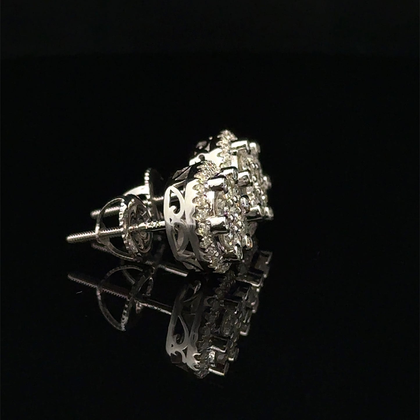 14K White Gold Jumbo Natural Diamond Earrings