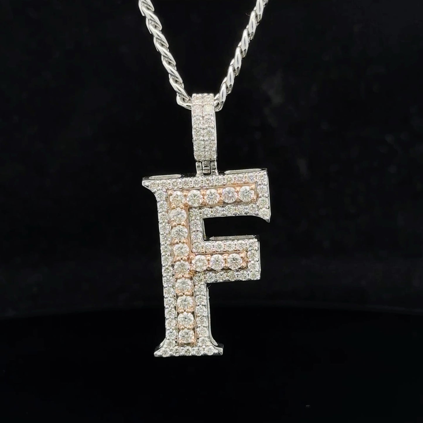 14k gold & diamond F Initial Pendant