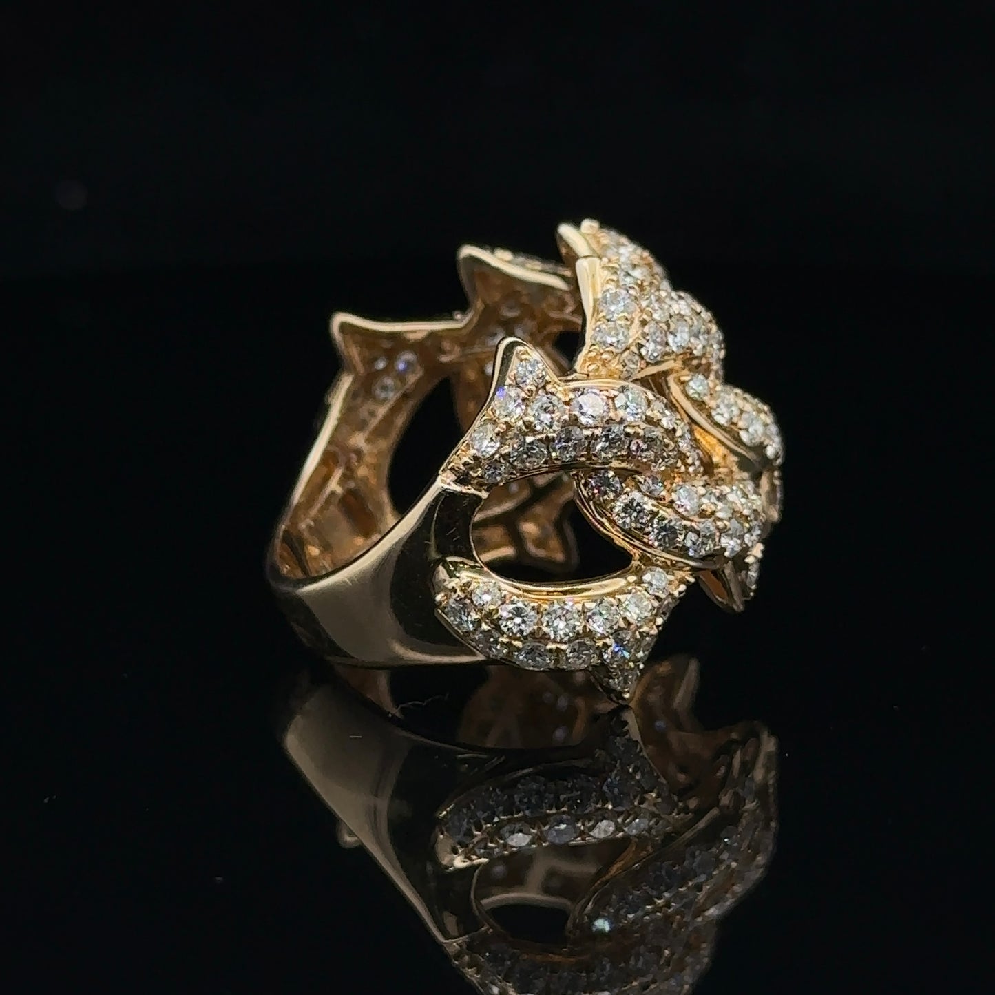 14k yellow gold Cuban and diamond Ring