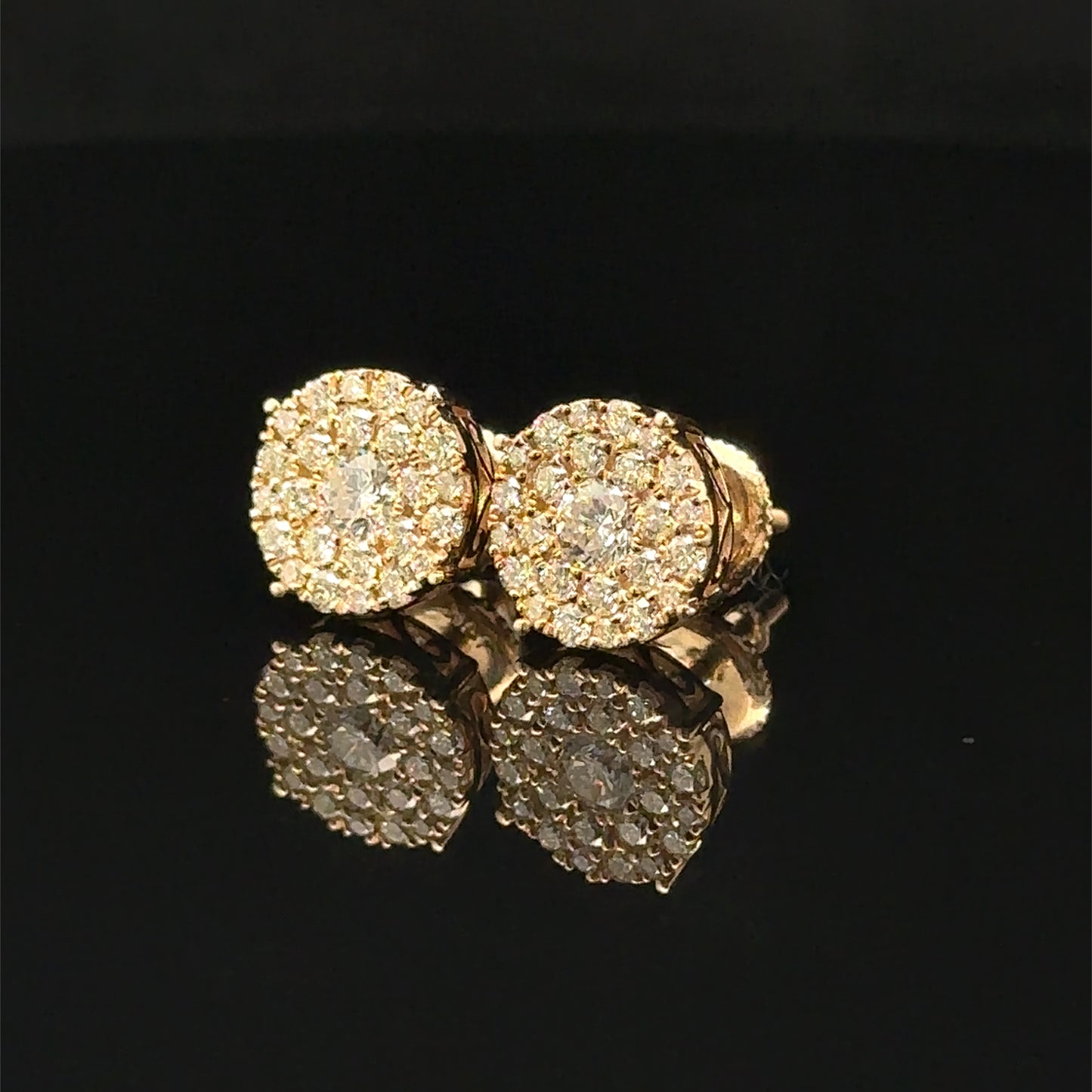 14K Yellow Gold Natural Diamond Earrings