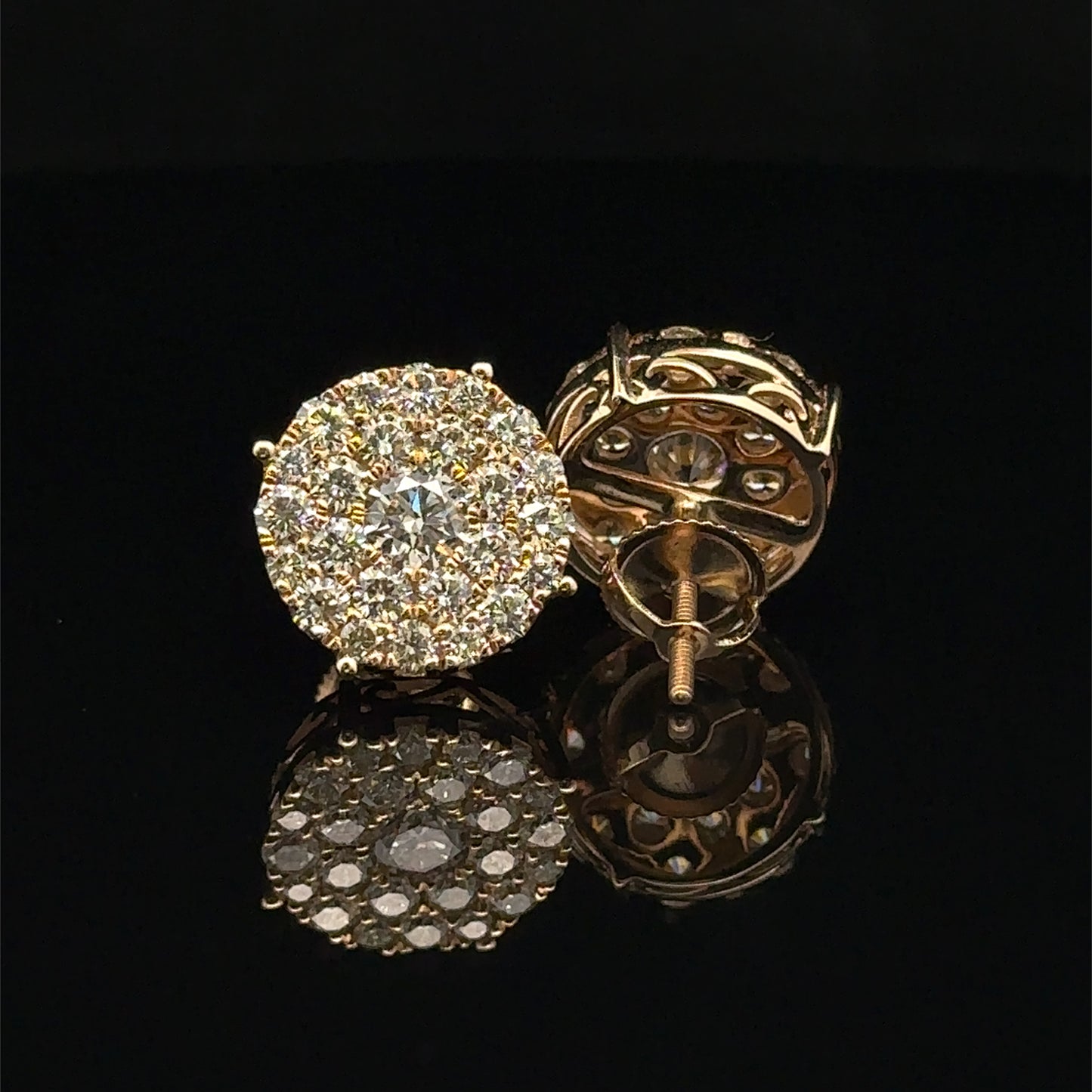 14k Yellow Gold and Diamond Earrings