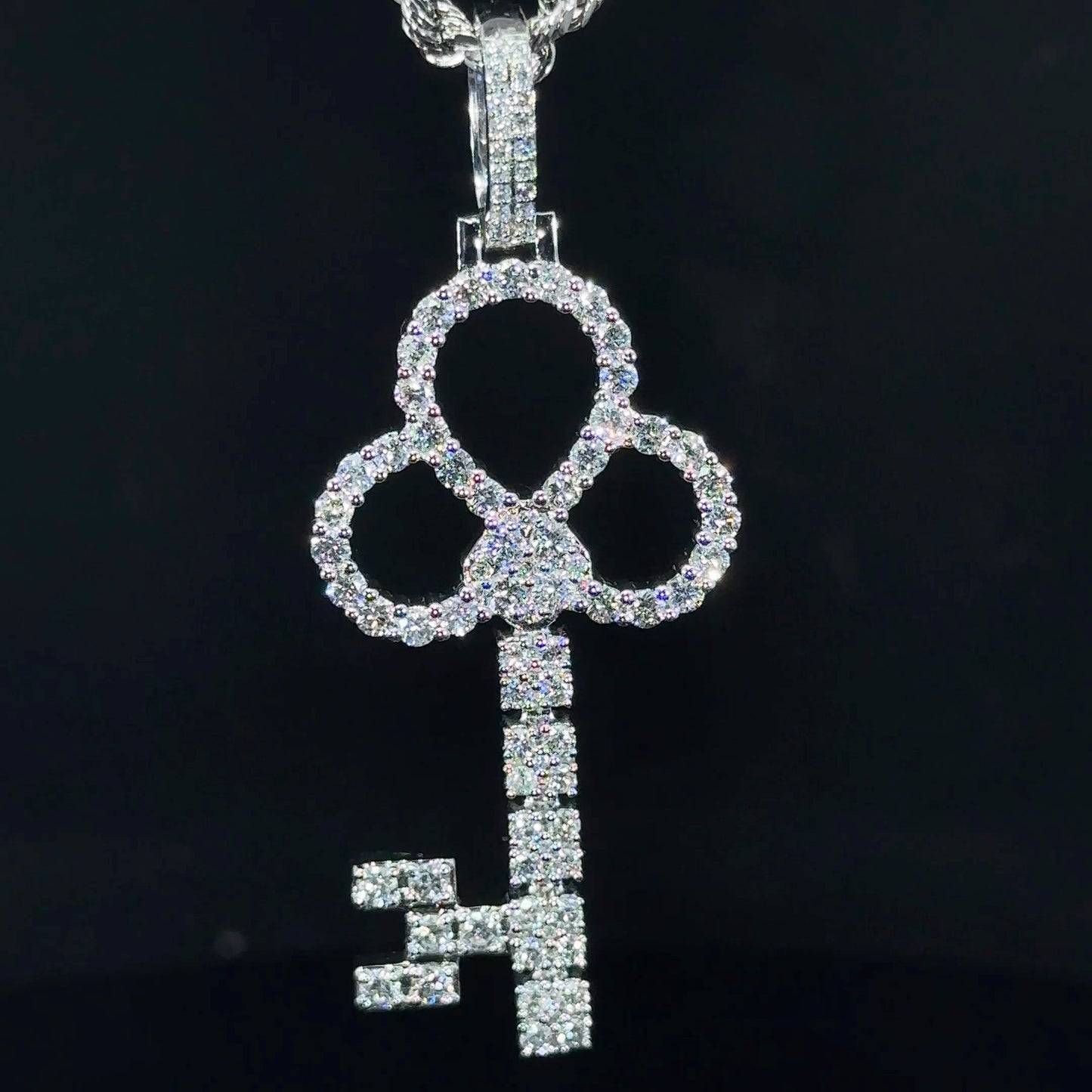 14k white gold and diamond Key Pendant