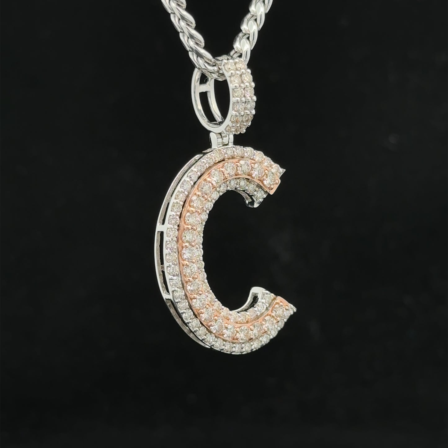 14k gold & diamond C Initial Pendant