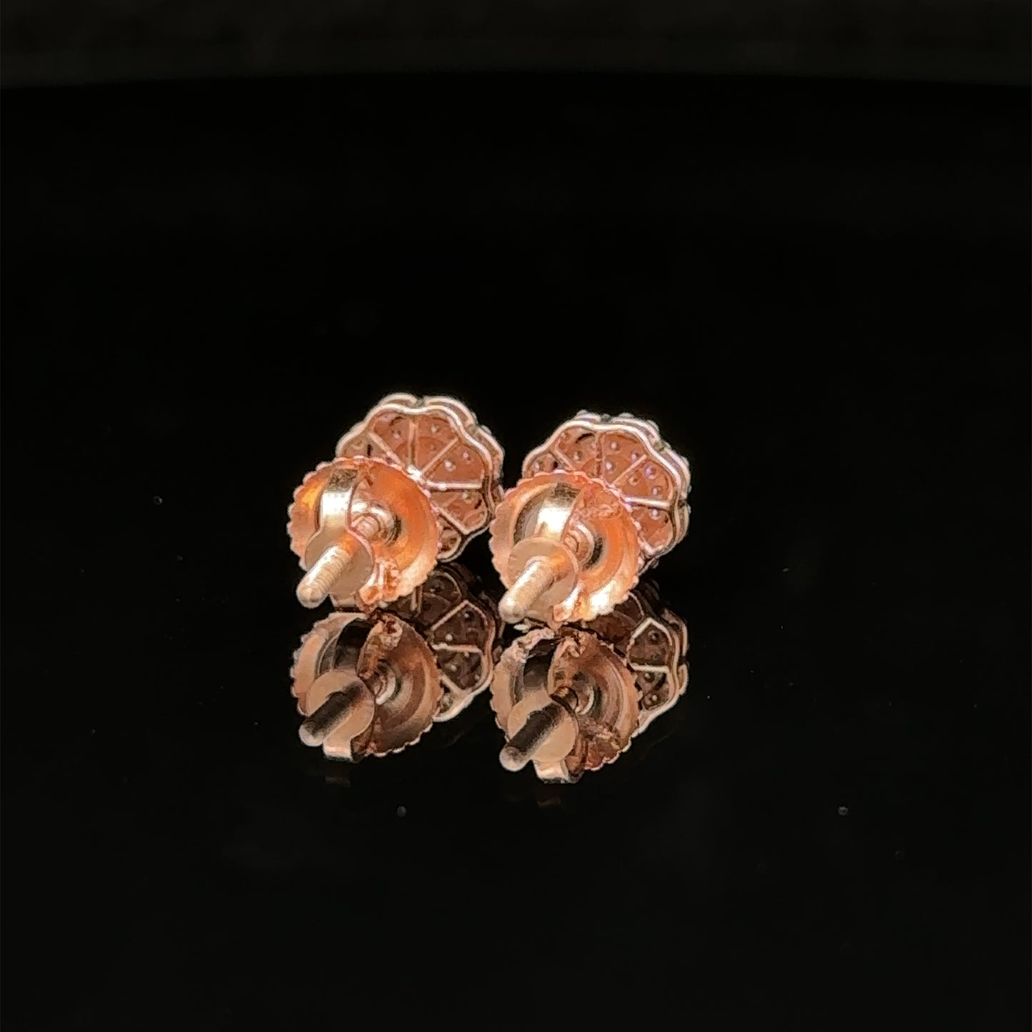 14k rose gold and diamond flower earrings