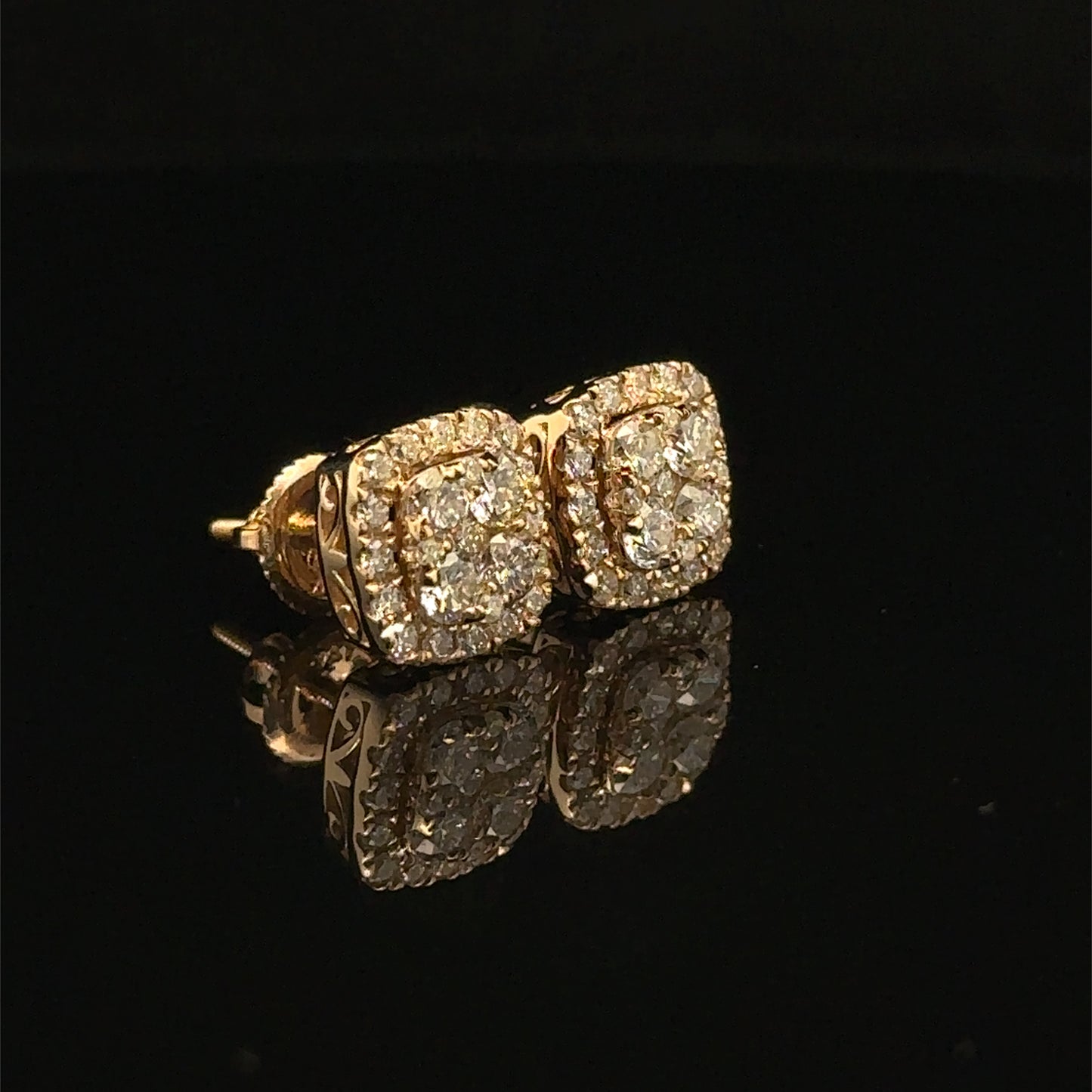14k Yellow Gold and Diamond Earrings