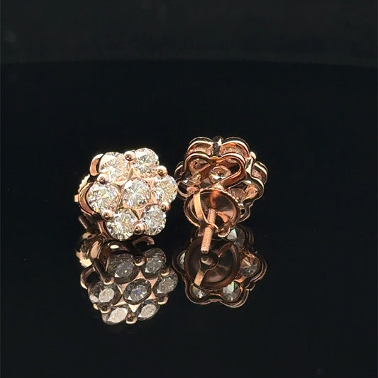 14k Rose Gold Diamond Flower Earrings – Delicate & Luxurious Fine Jewelry