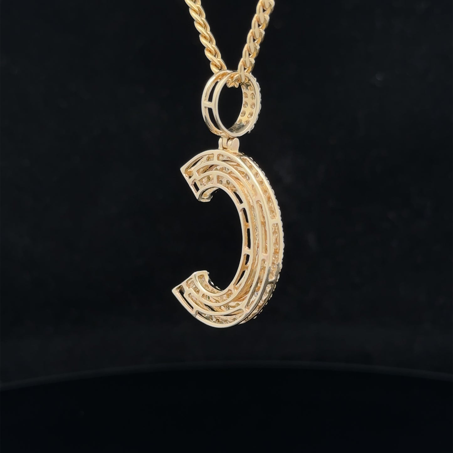 14k yellow gold & diamond C Initial Pendant
