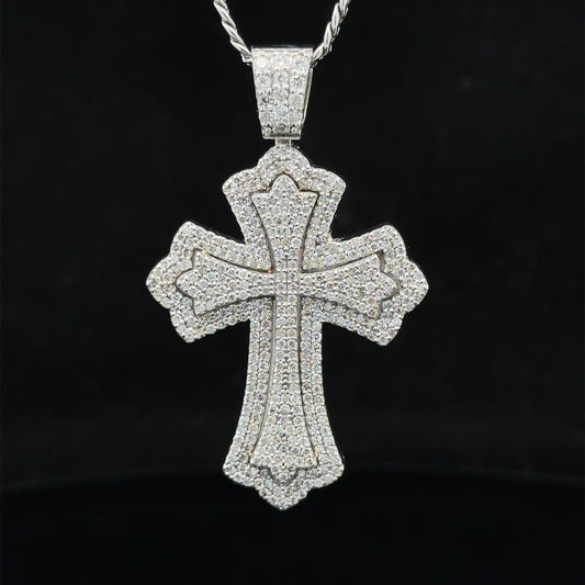 14k white gold and diamond Cross Pendant and 14k white gold Chain