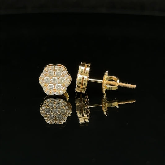 14k yellow gold and diamond flower Earrings