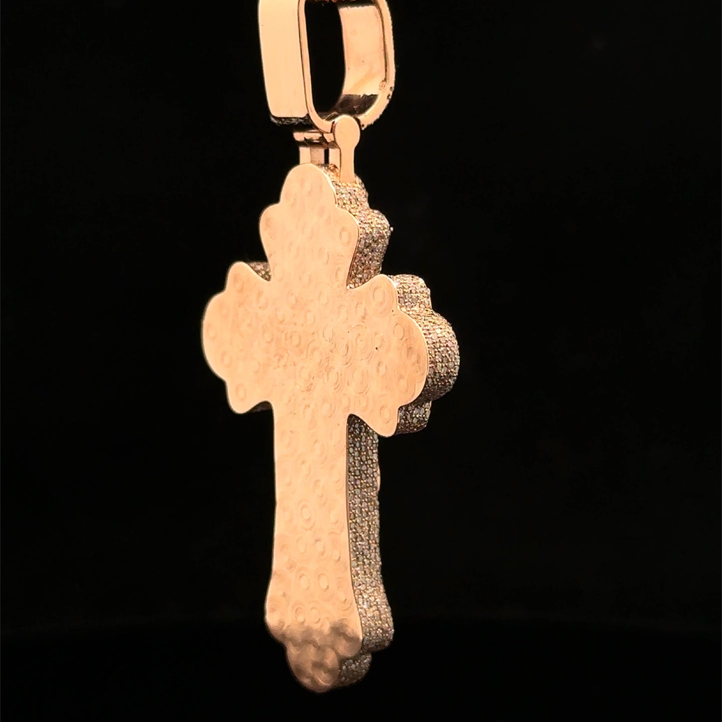 10K Rose Gold Cross Pendant with Diamonds & Multicolored Stones