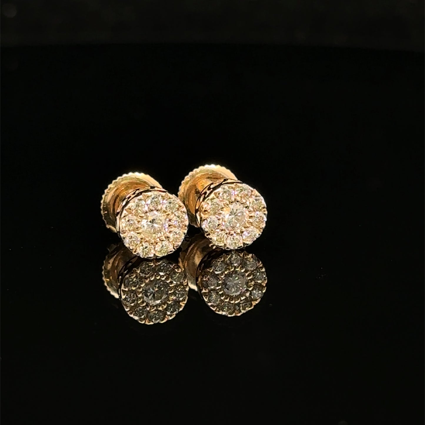 14K Yellow Gold Natural Earth Mined Diamond Earrings