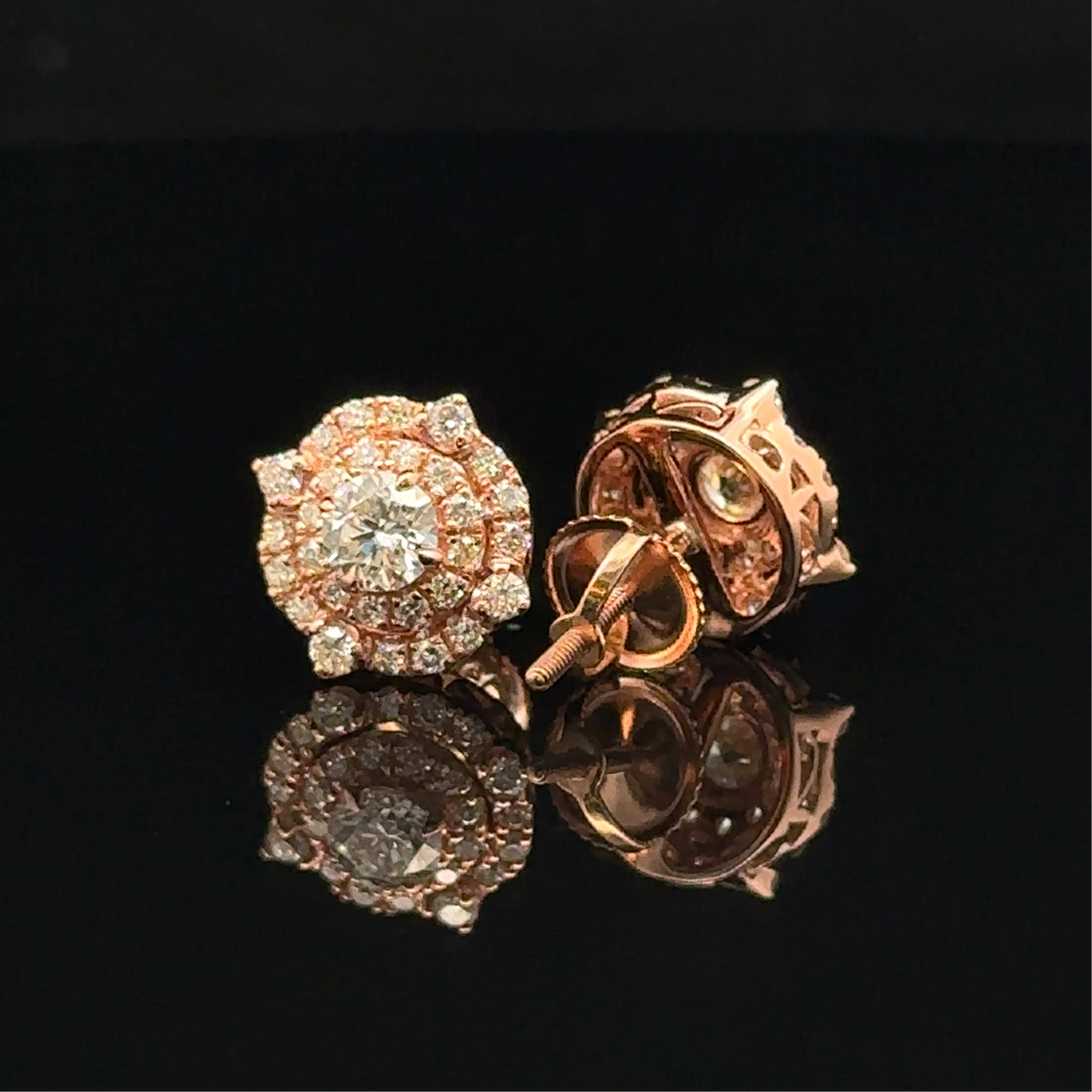 14K Rose Gold Diamond Stud Earrings – Elegant Sparkle