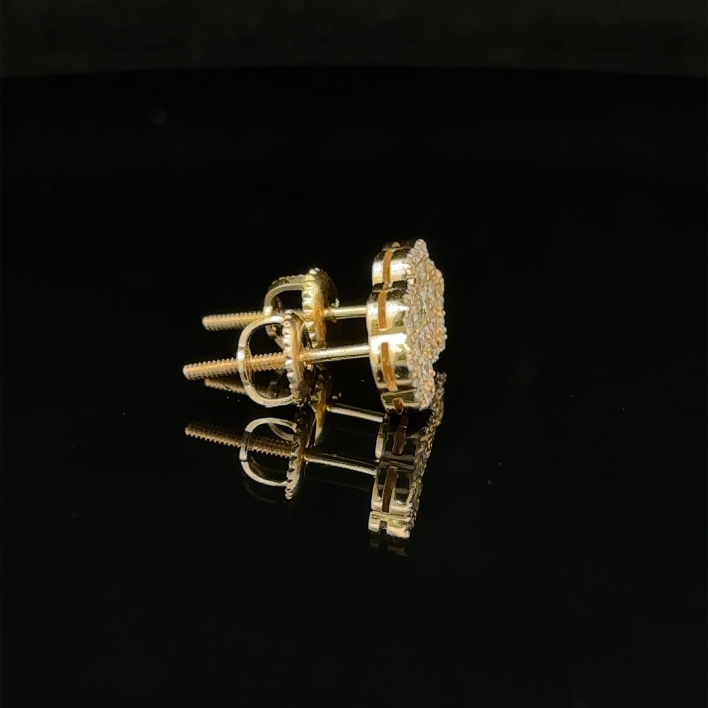 14k yellow gold and diamond flower Earrings