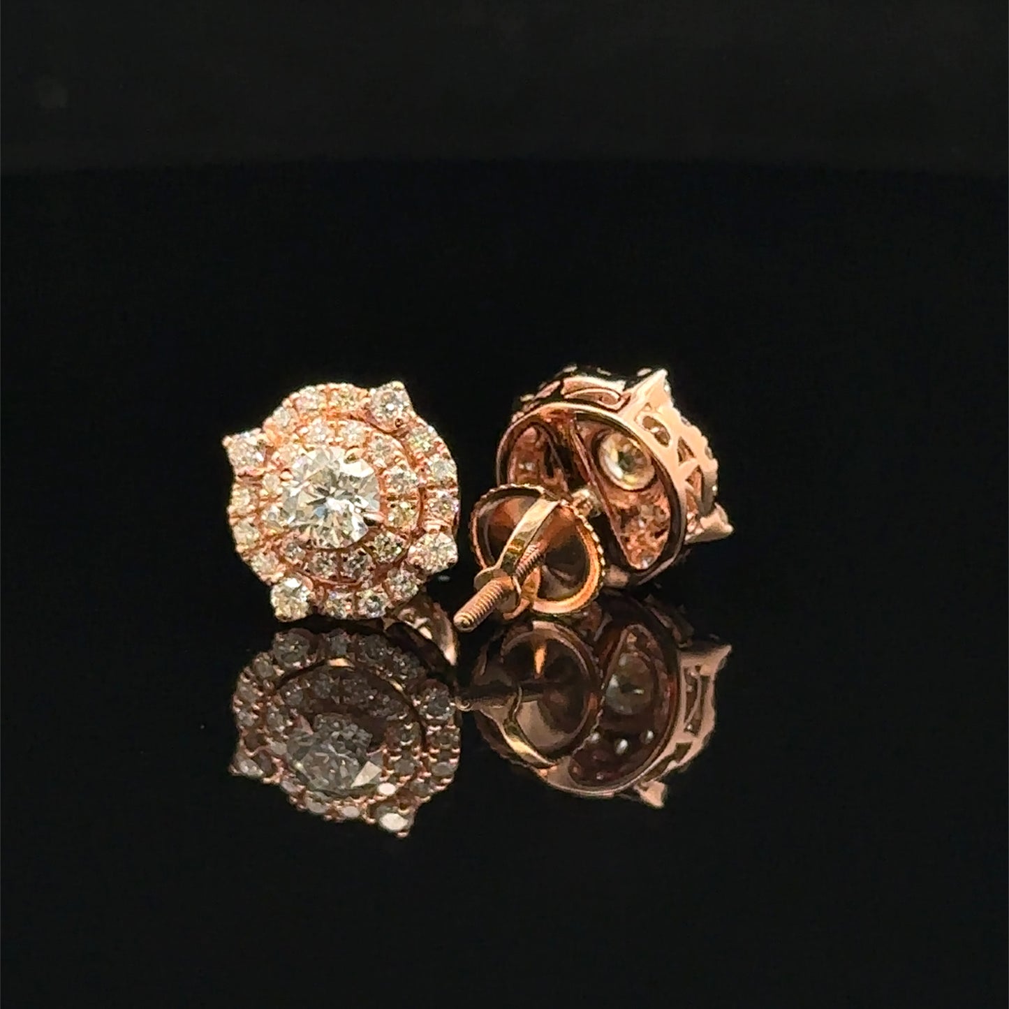 14K Rose Gold Diamond Stud Earrings – Elegant Sparkle