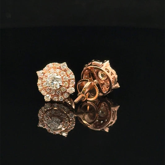 14K Rose Gold Diamond Stud Earrings – Elegant Sparkle