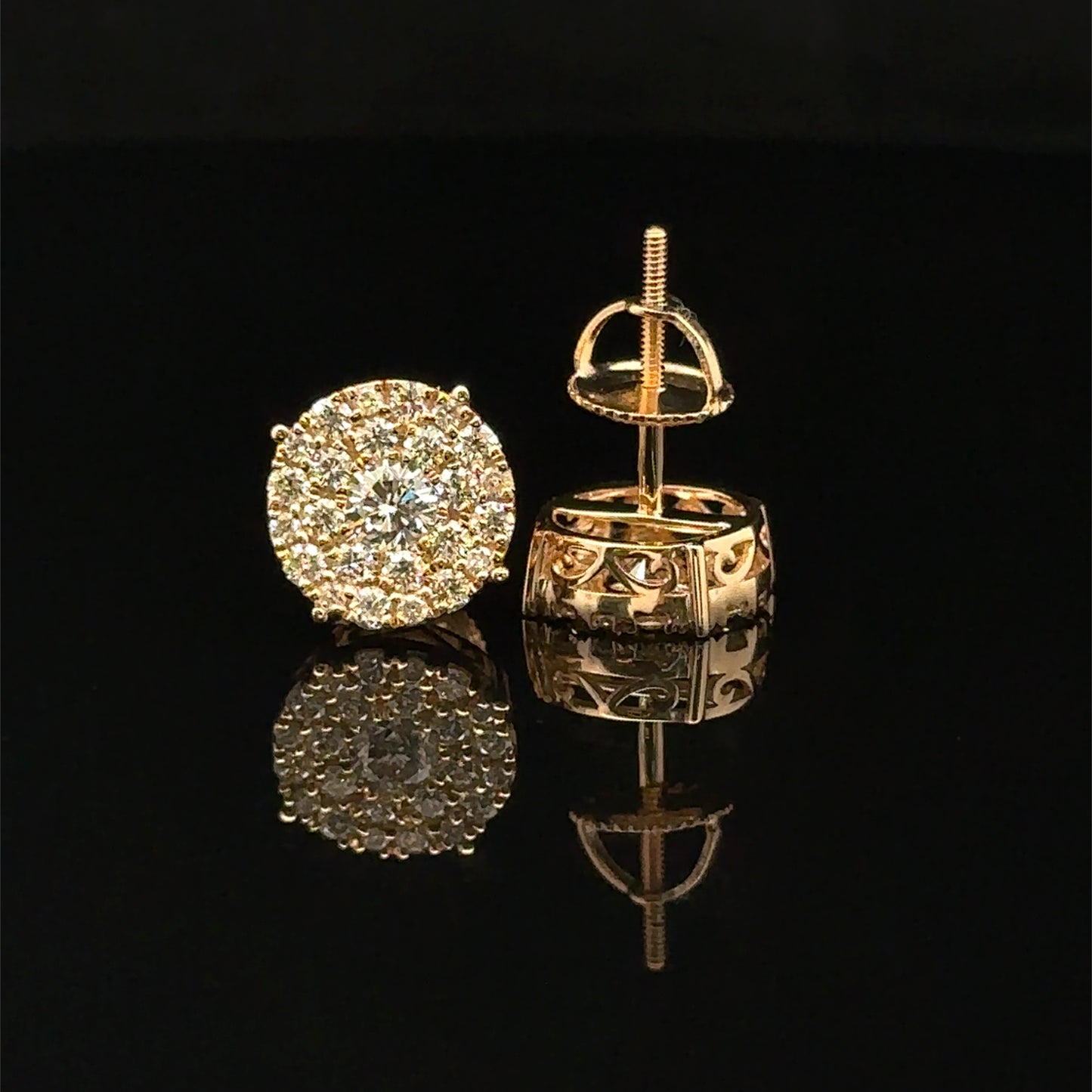 14K Yellow Gold Natural Diamond Earrings