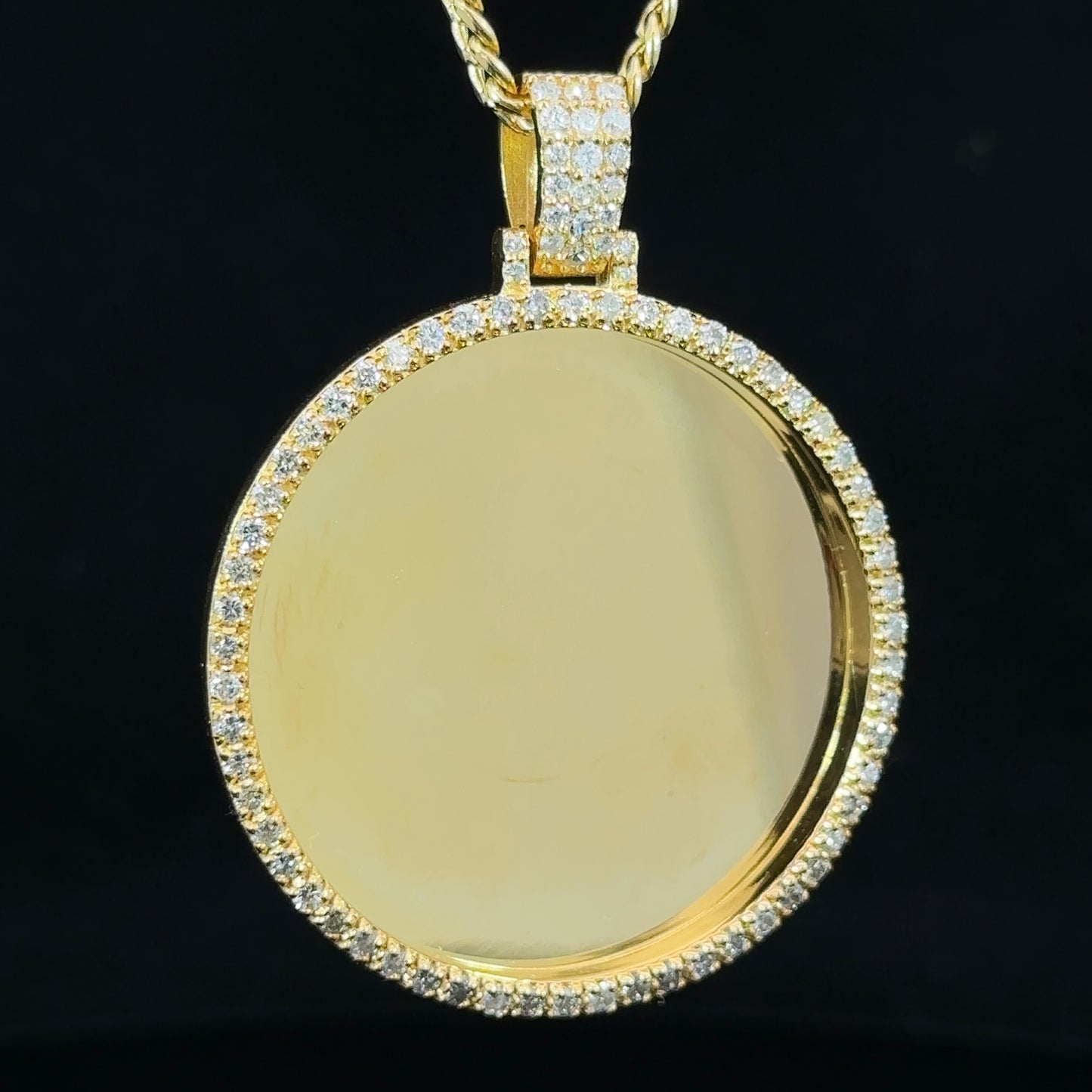 14k yellow gold and diamond Picture Pendant