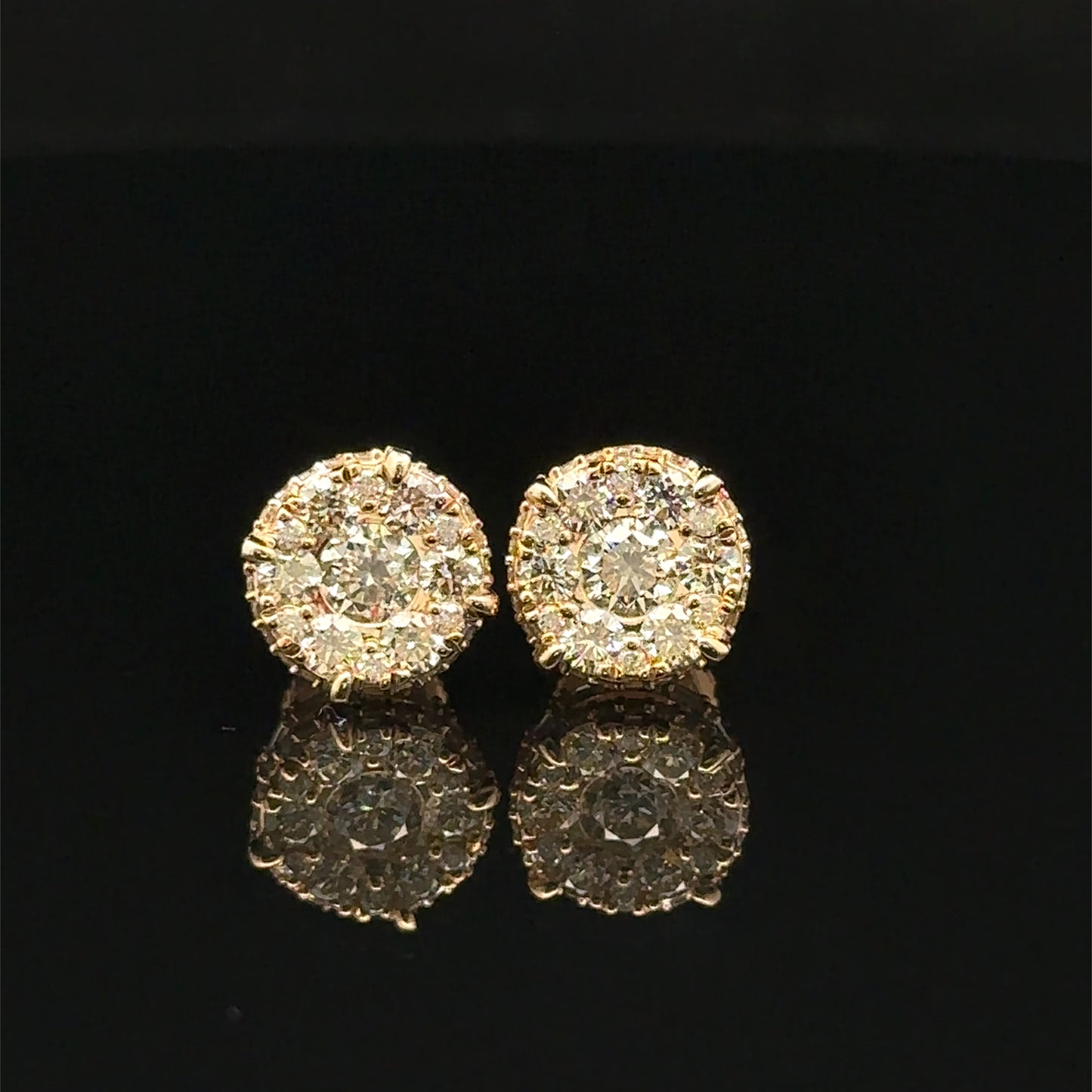 14k Yellow Gold and Diamond Earrings