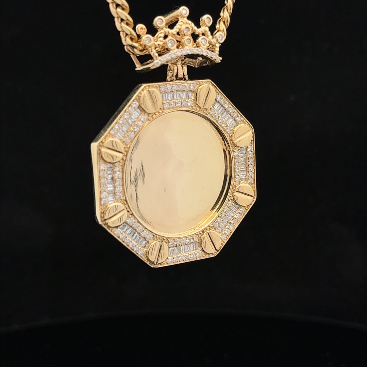 14k yellow gold and diamond Picture Pendant