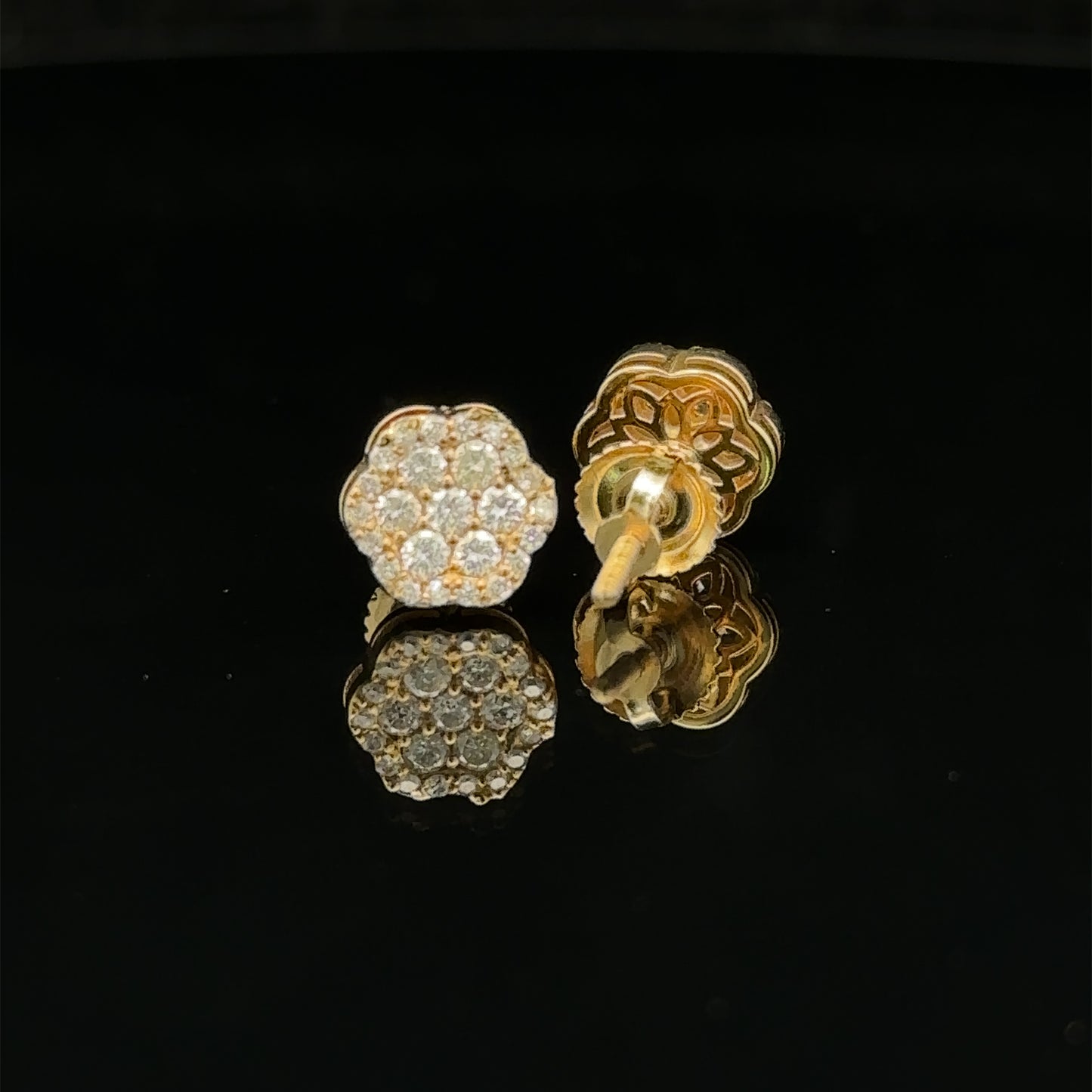 14k yellow gold and diamond flower Earrings