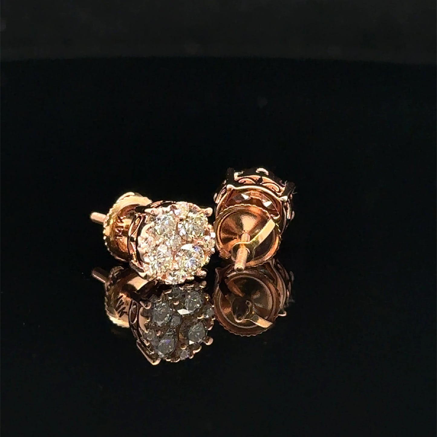 14K Rose Gold Natural Earth Mined Diamond Earrings