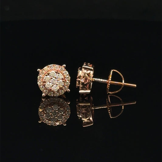 14K Rose Gold Natural Earth Mined Diamond Earrings