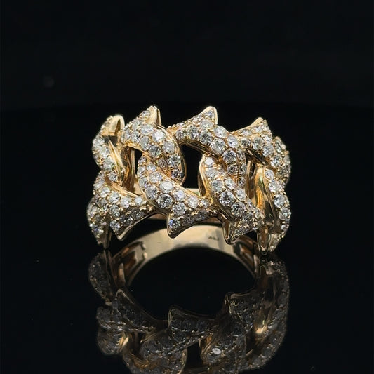 14k yellow gold Cuban and diamond Ring