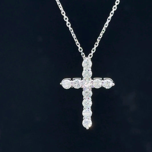 14k white gold and diamond Cross Pendant