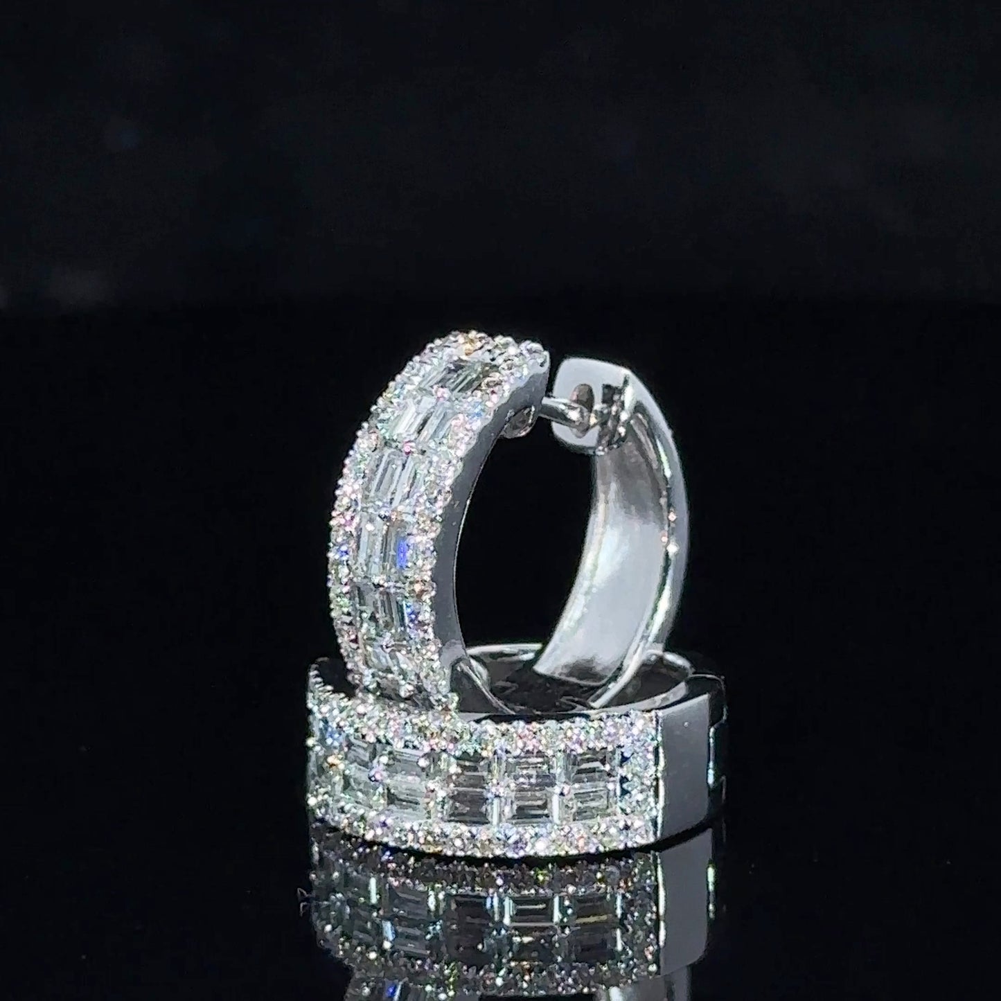 14k white gold and diamond Hoop Earrings