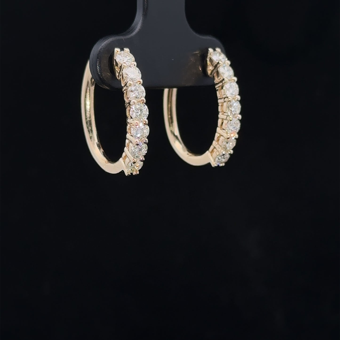 14k Yellow gold and diamond Hoop Earrings