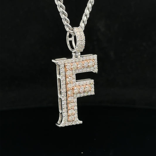 14k gold & diamond F Initial Pendant