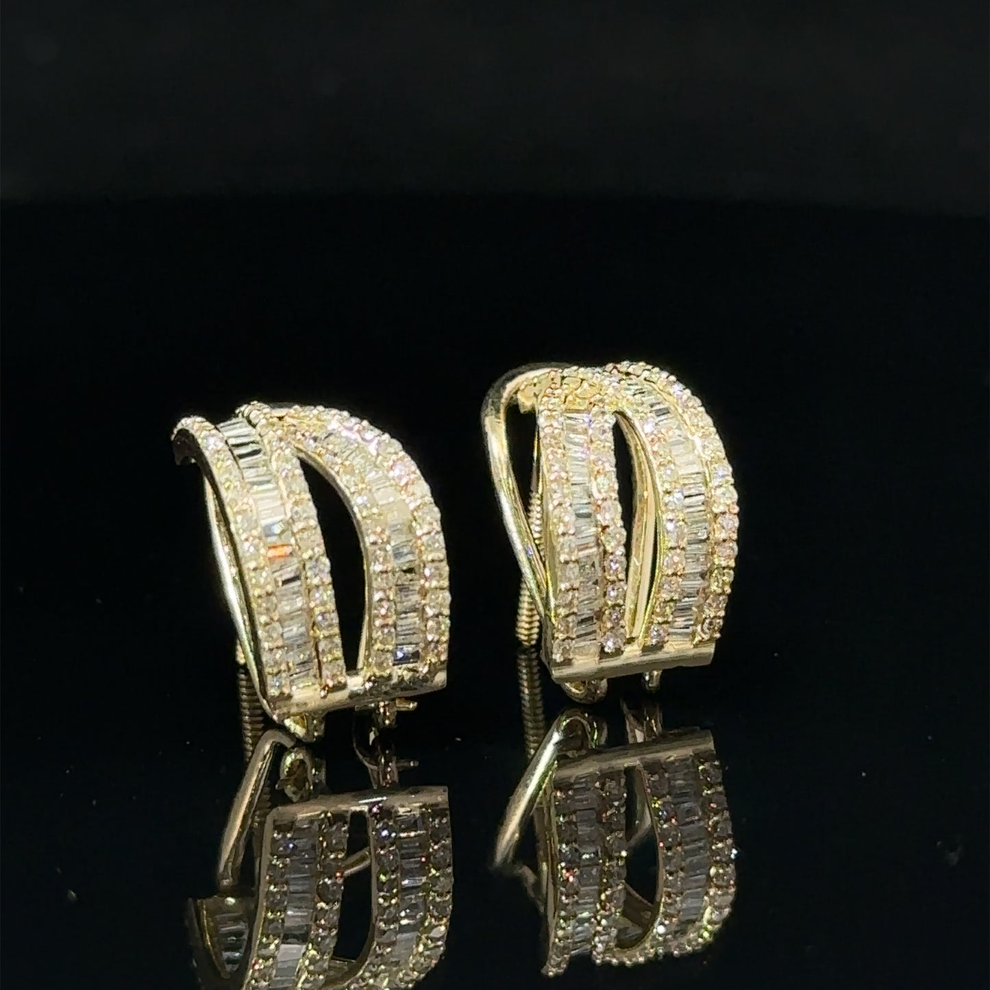 14k Yellow gold and diamond Hoop Earrings