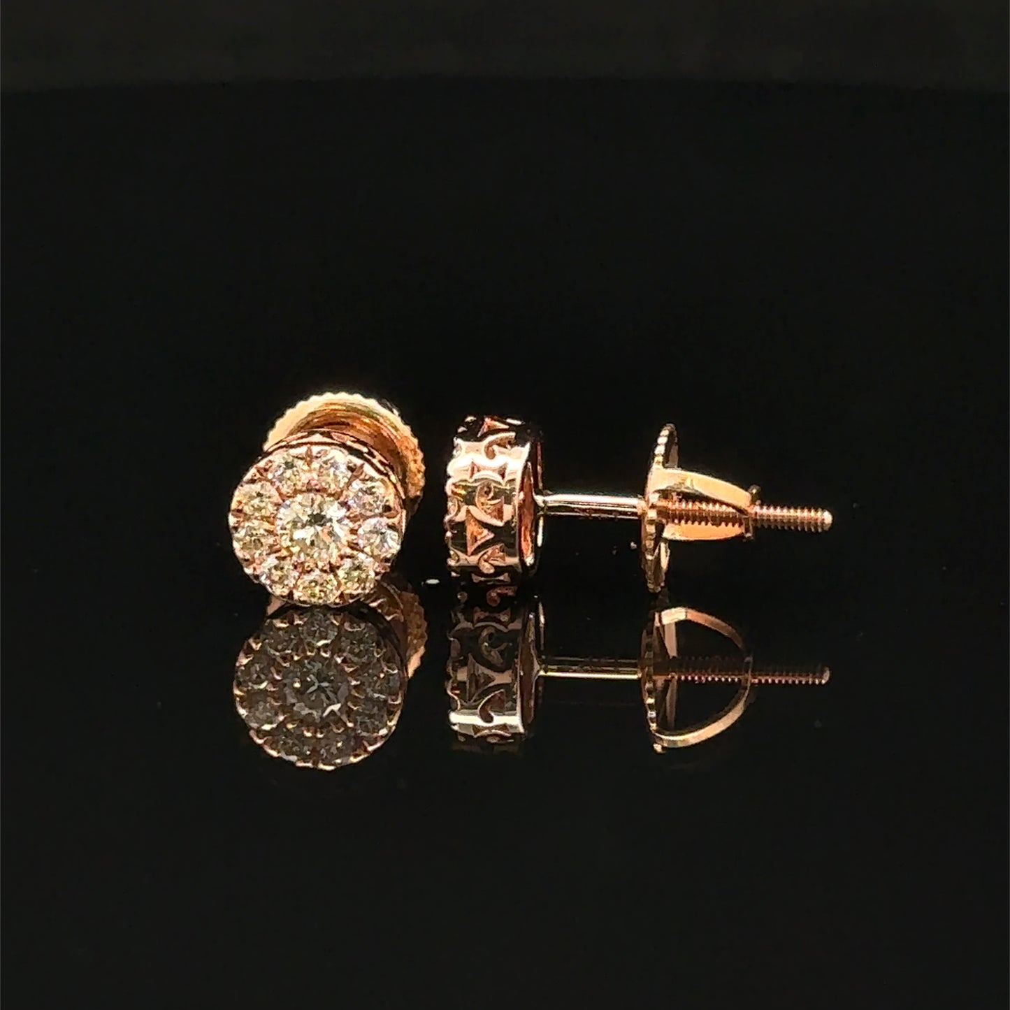 14K Rose Gold Natural Earth Mined Diamond Earrings