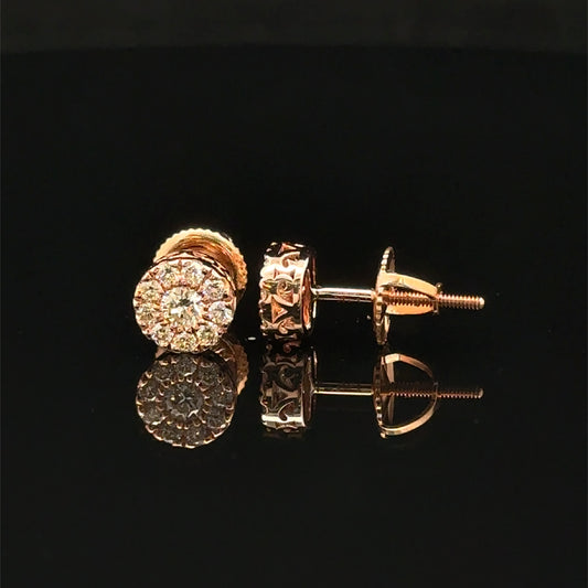 14K Rose Gold Natural Earth Mined Diamond Earrings