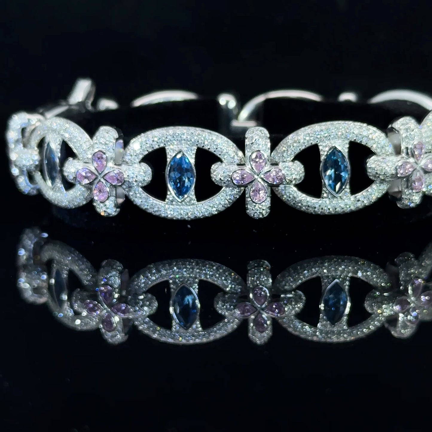 14k white gold and diamond Designer Bracelet