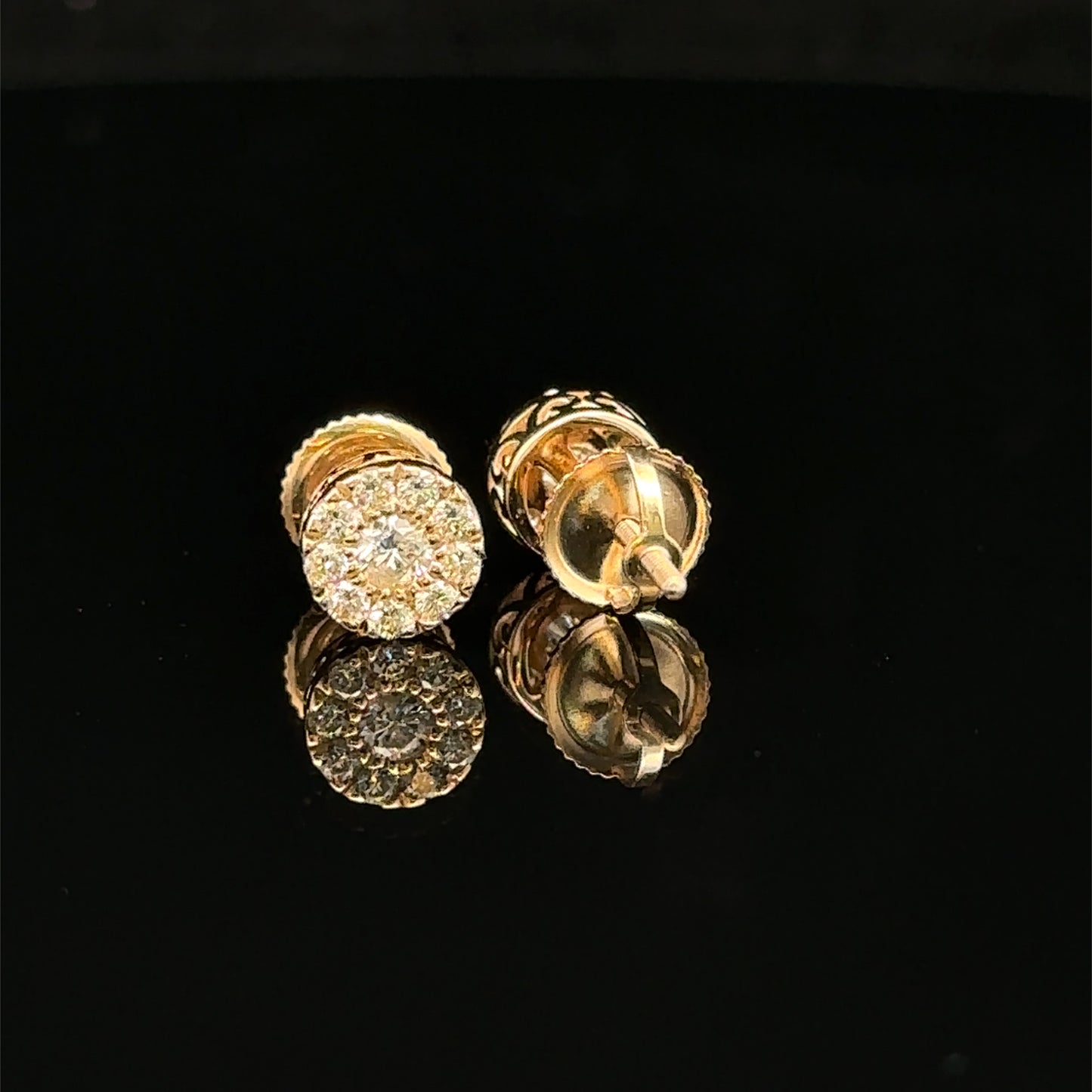 14K Yellow Gold Natural Earth Mined Diamond Earrings