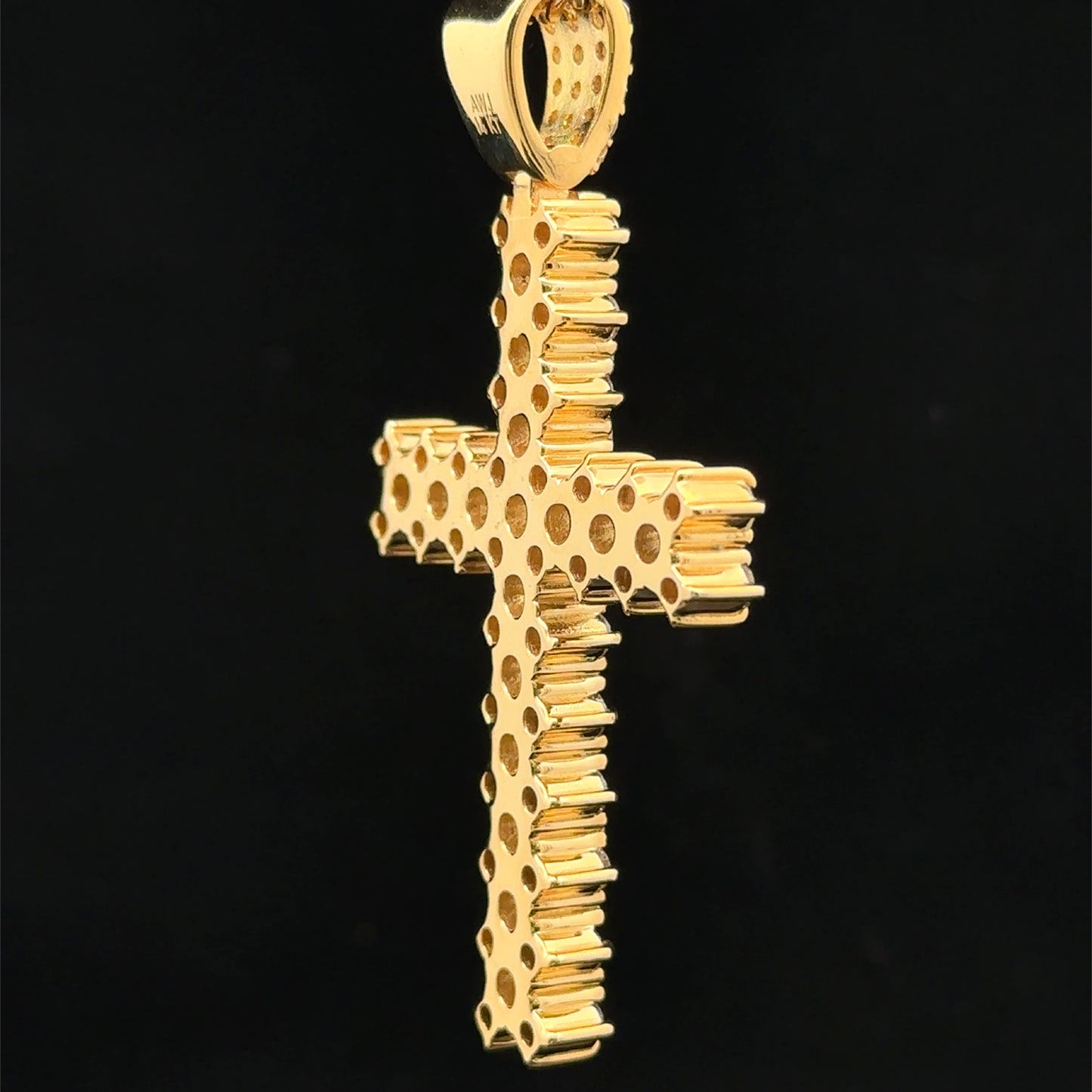 14k yellow gold and 7.50ct diamond Cross Pendant with round diamonds