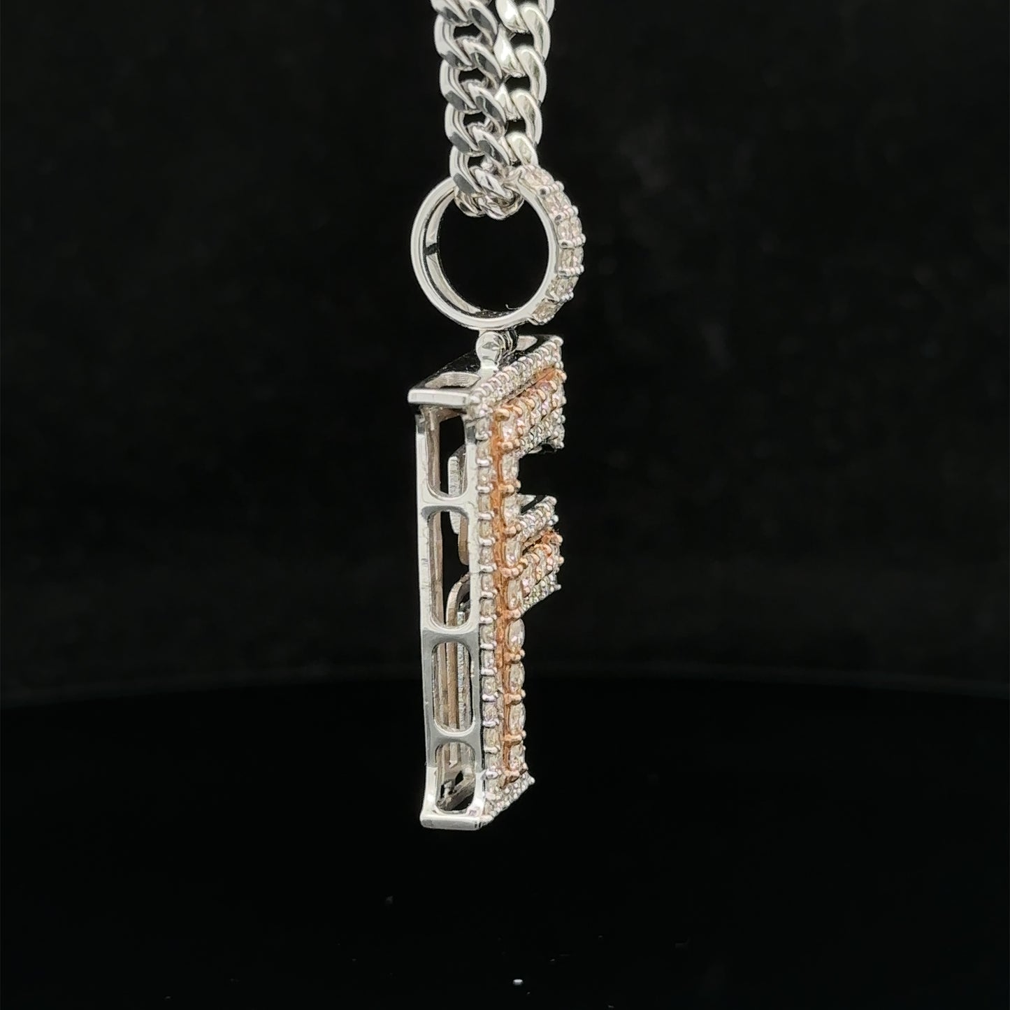 14k gold & diamond F Initial Pendant