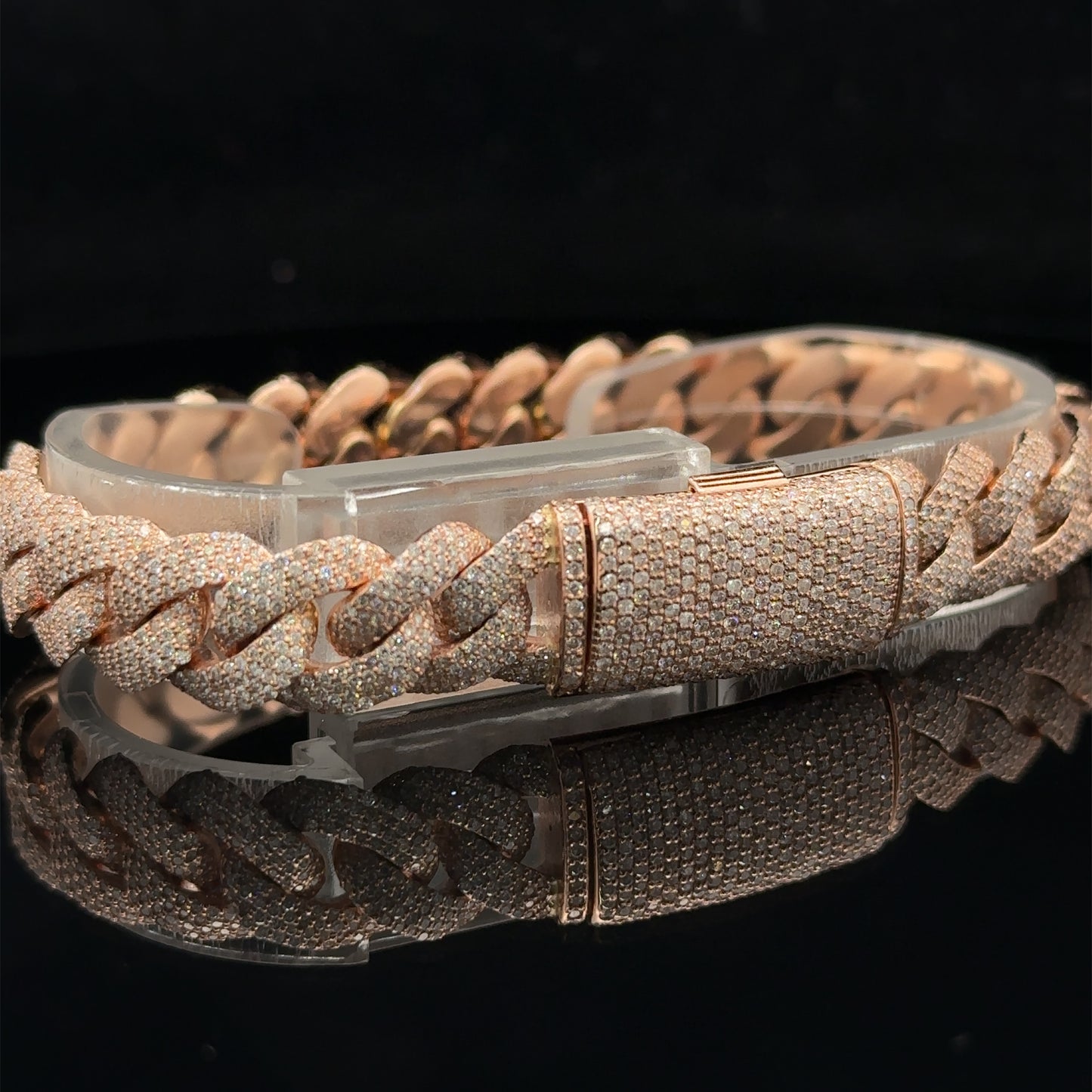 10k Rose gold and Diamond Pavé Cuban Bracelet