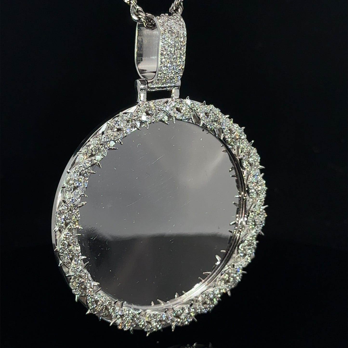 14k white gold and diamond Picture Pendant