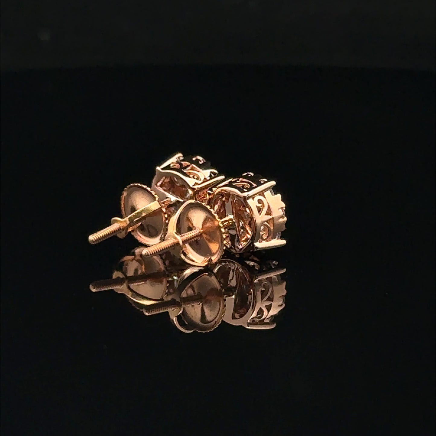 14K Rose Gold Natural Earth Mined Diamond Earrings