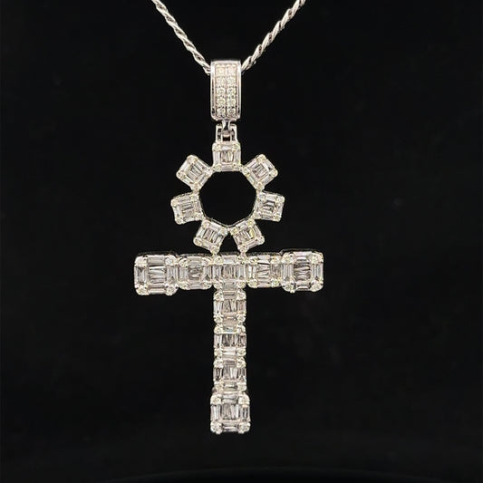 14k white gold and diamond Ankh Pendant