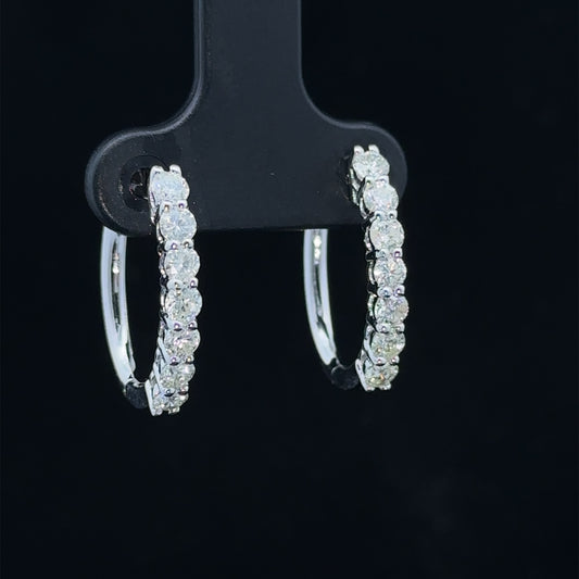 14k white gold and diamond Hoop Earrings