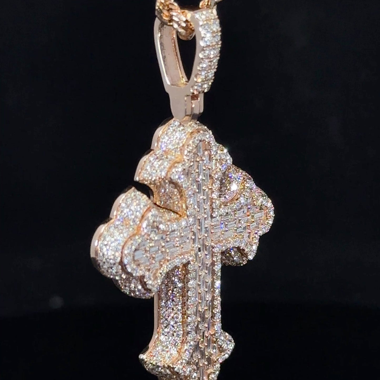 14k Rose gold and diamond Cross Pendant